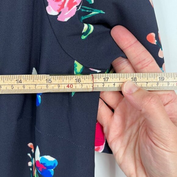 Eliza J Womens Floral Print Shift Dress Size 6 Navy Lined Stretch Half Sleeve - Picture 14 of 16